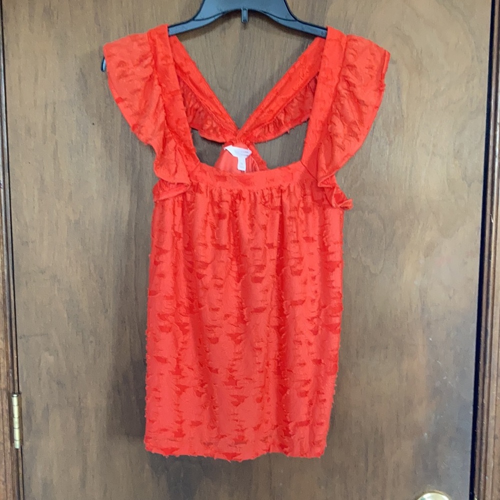 LC Lauren Conrad top ruffle sleeve coral tank top boho casual size XL